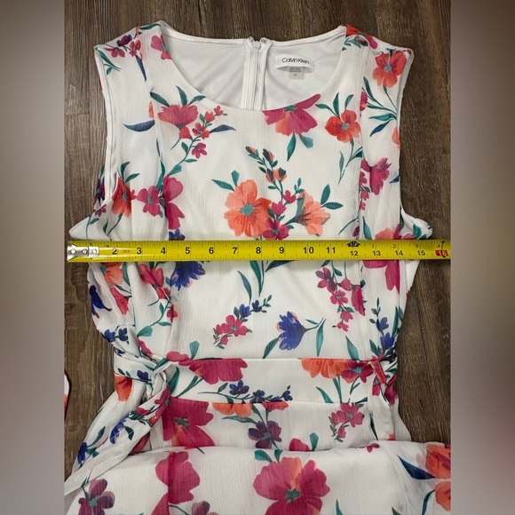 Calvin Klein Floral Midi Dress - White and Pink Floral - Picture 12 of 13